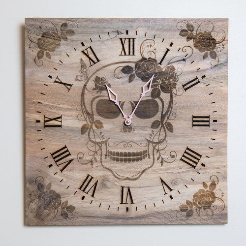 Laser engraved skull roses - engraved,