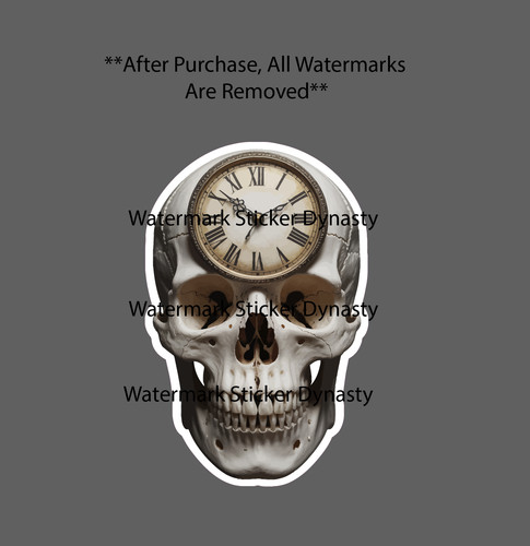 Skull clock sticker waterproof - skull,