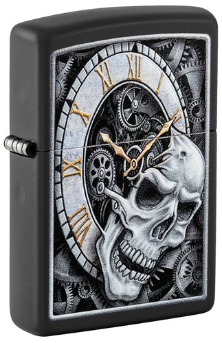 Zippo skull clock design - zippo, black
