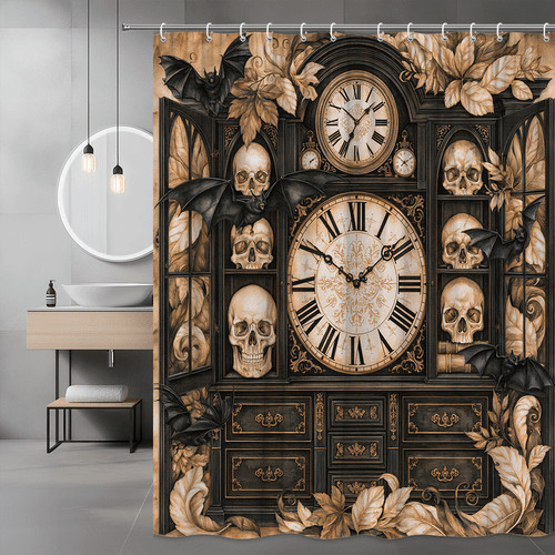 Gothic skull clock - clock, shower