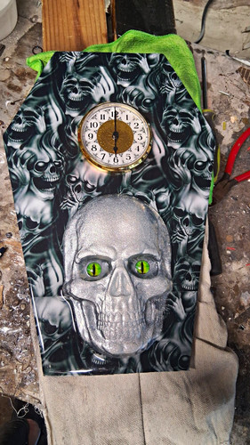 Halloween skull wall clock - halloween, w/