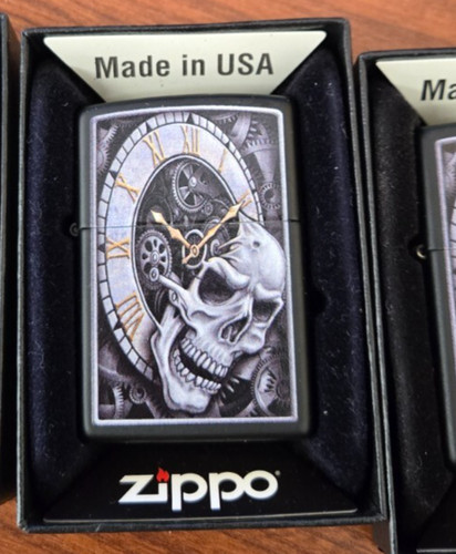 New zippo skull clock - new!,
