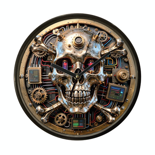 Skull steampunk clock - skull,